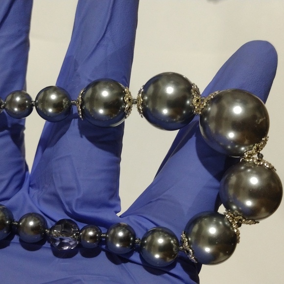 Cherish Elegant Silver tone & Grey Beads Necklace - Women's Fashion Jewelry - Picture 7 of 7